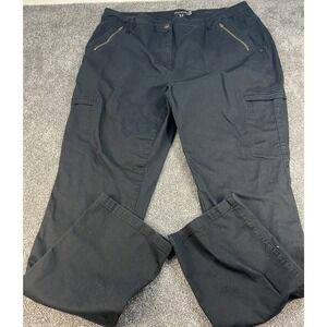 Long Tall Sally Cargo Trousers Straight Leg Tall Women's Size 18 Black